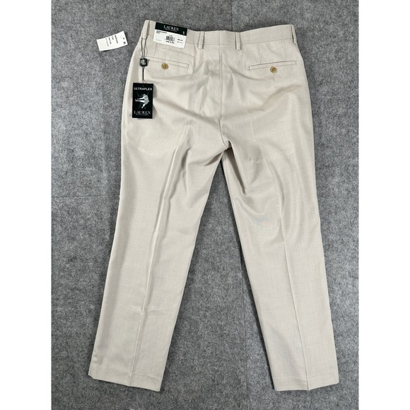 Ralph Lauren Mens UltraFlex Light Beige Dress Pants Chinos Size 34W x 30L - Picture 2 of 7